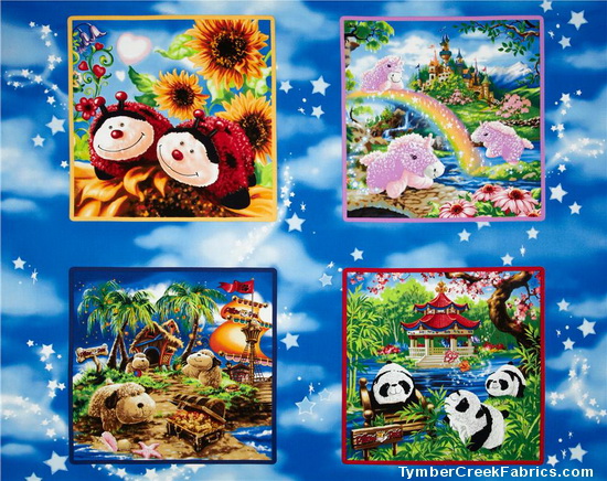 Pillow Pets Set of 4 Fabric Panels