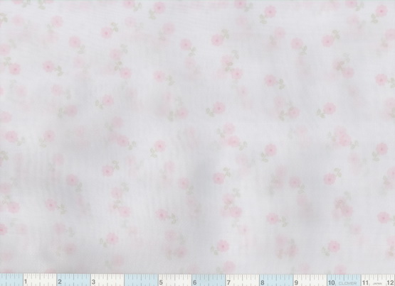 Pink Flowers White Organza 3yd 10" x 60"