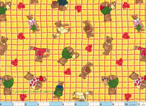 Playtime Bears Calico Check Fabric