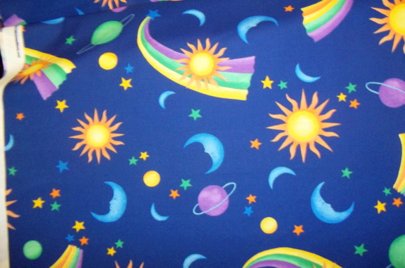 Rainbow Moon Stars Royal 2yds3" Fabric