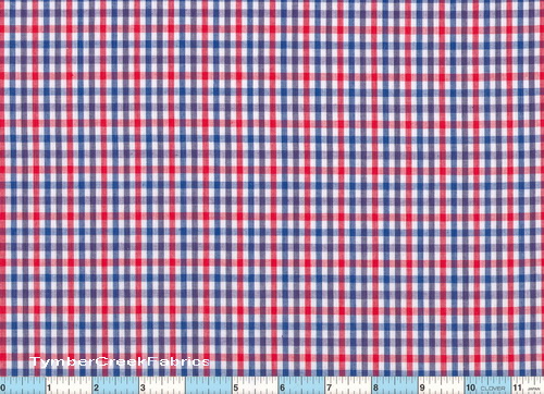 Red Navy White Check Homespun