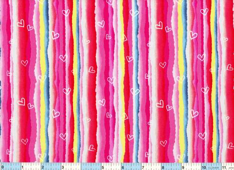 Hearts Red Pink Blue Stripes