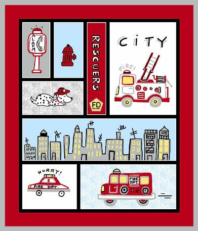 Rescuers Fire Department Fabric Panel