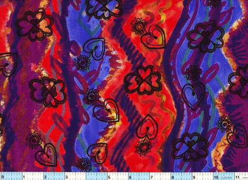 Red Purple Waves Hearts