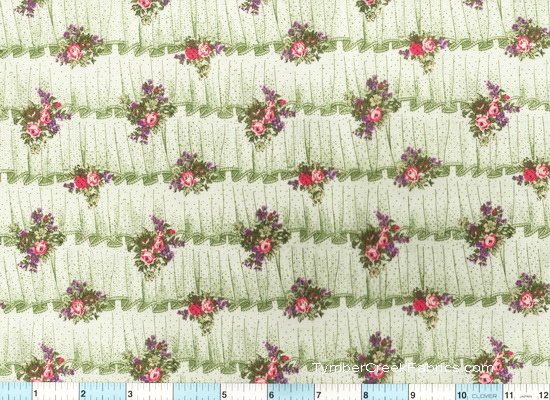 Faux Ruffles Green Flower Bouquet Fabric