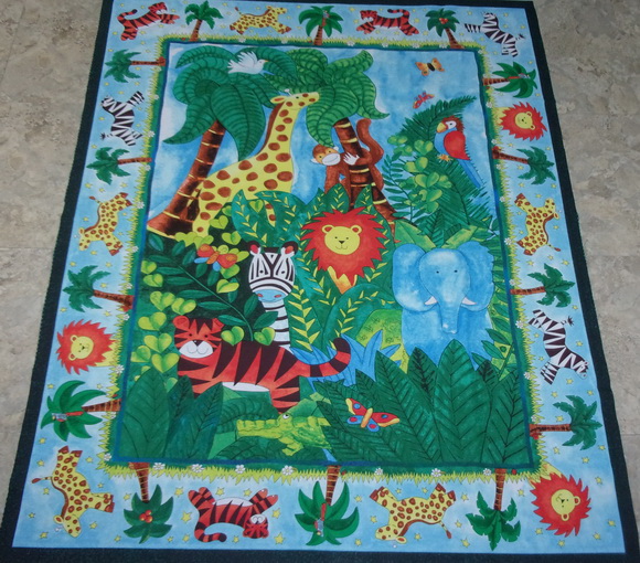 Safari Jungle Zebra Monkey Quilt Panel
