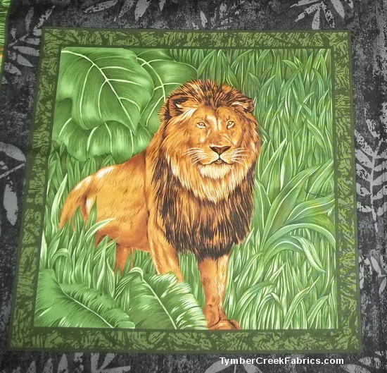 Safari Elephant Lion Tiger Zebra Fabric 4 Panel