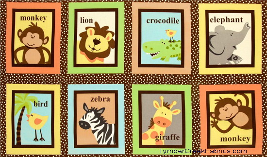 Safari Tots Animal Blocks Fabric Panel