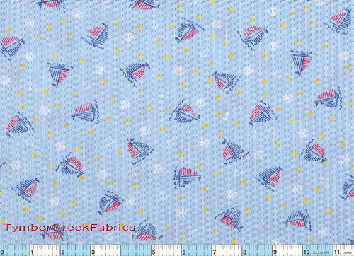 Sailboats Stars Waffle/Pique Fabric