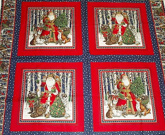Santa Snow Forest 4 Fabrics Panels