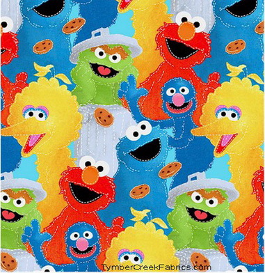 Sesame Street Big Bird Cookie Monster Toss Flannel 23"