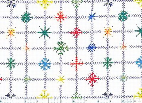 Snowflakes Red Green Blue Fabric
