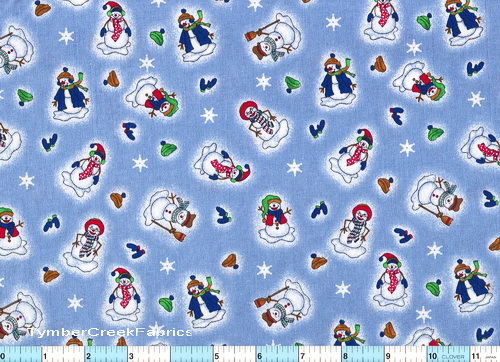 Smiling Snowmen Hats Mittens  Blue