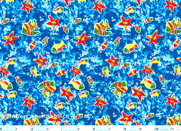 Starfish Bubbles Ocean Blue