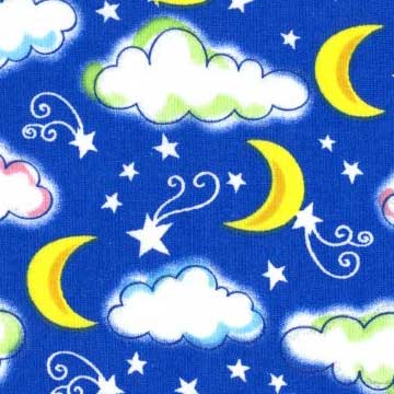 Starry Night Clouds Moons Glitter Royal Fabric