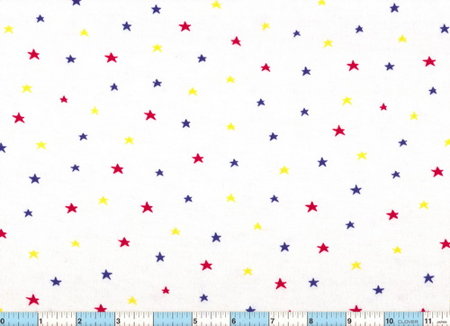 Red Navy Gold Stars on White Flannel