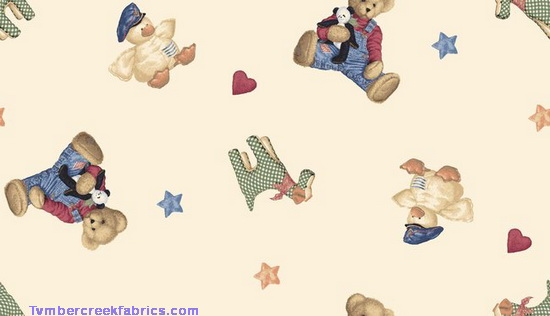 Daisy Kingdom Teddy Toys Creme 1yd20" Fabric