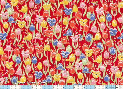 Tulips Pink Red Blue Floral