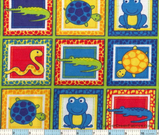 Turtles Frogs Gators Blocks Flannel