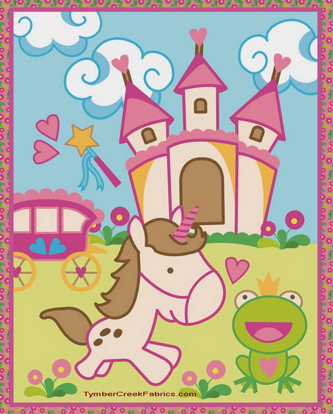 Unicorn Castle Frog Fabric Panel