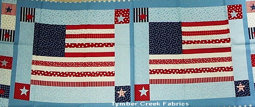 USA Flag Stars Stripes 2 Panels Fabric