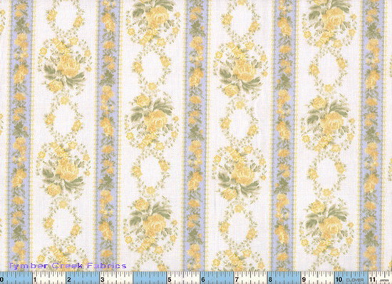 Vintage Nursery Baby Floral Blue Yellow Stripe