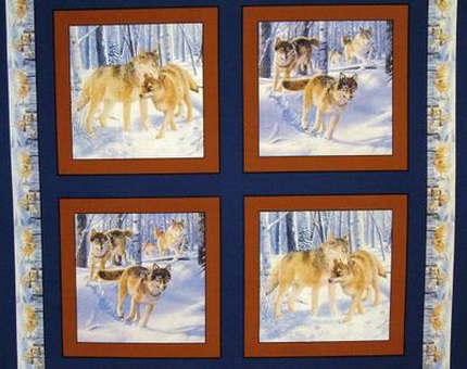Wolf Pack Quilt Fabric 4 Panels
