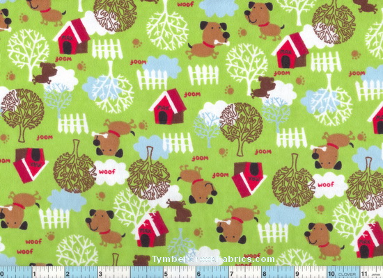 Woof Woof Dog House Trees Dogs Flannel