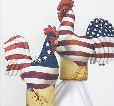 Yankee Doodle Rooster Craft Doll Fabric Panel