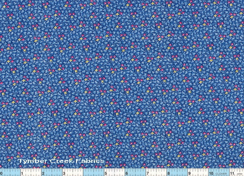 Bright Blue Red Yellow Floral
