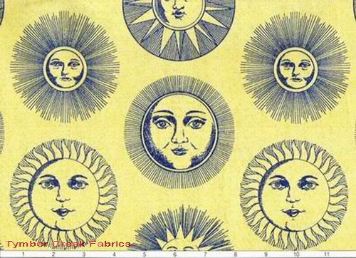 Zodiac Yellow Suns Glitter Fabric